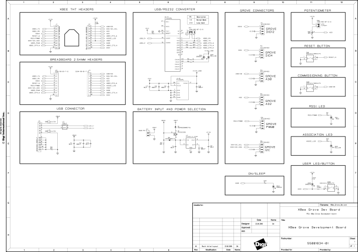 XBee THT Grove Development Board schematic