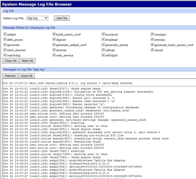 Digi Files View the system log