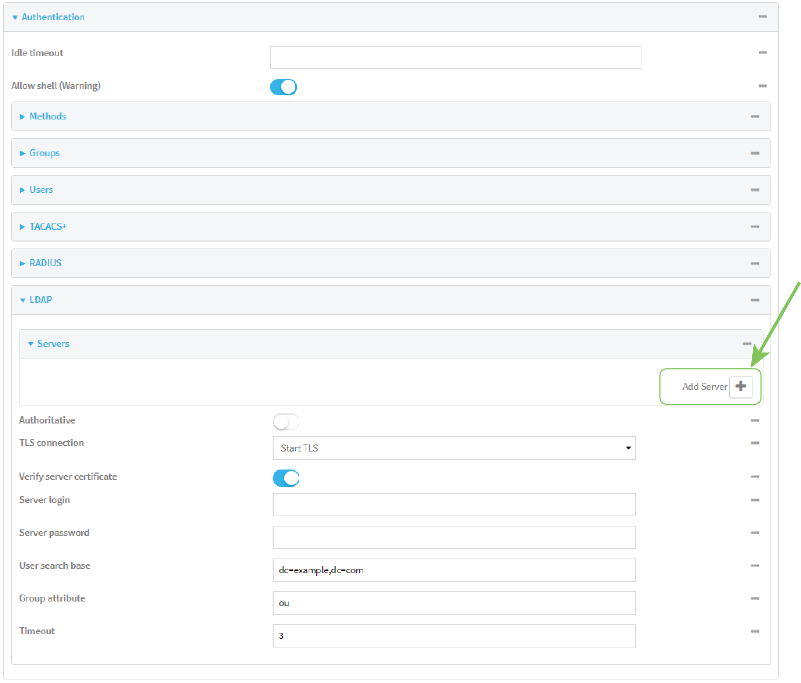 Configure your EX15 device to use an LDAP server