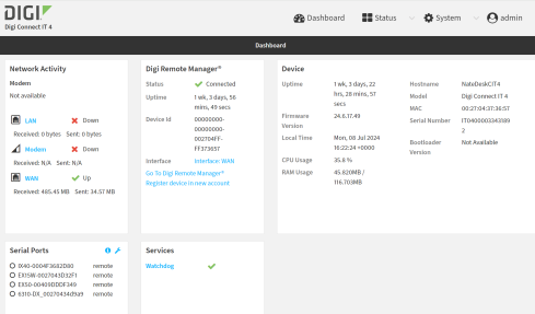 Using the local web interface