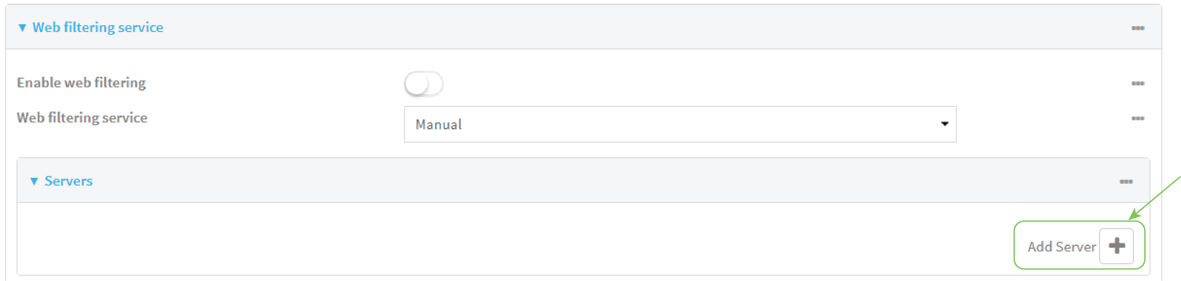 Configure web filtering with manual DNS servers