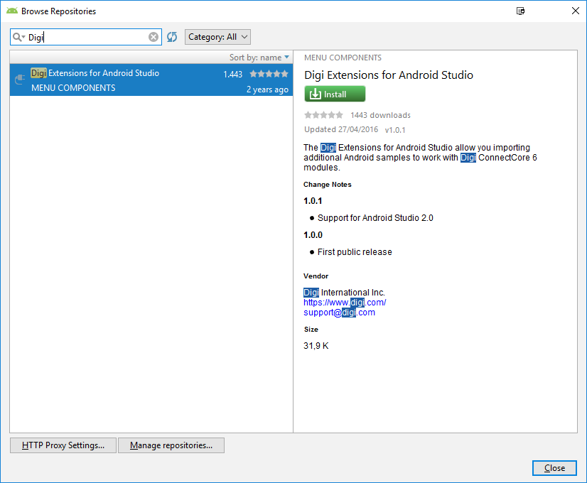 Dialog Browse Repositories