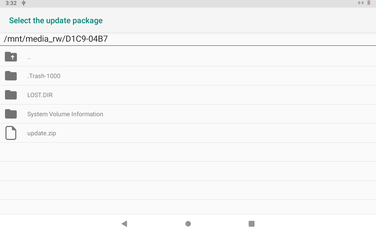 Select the update package