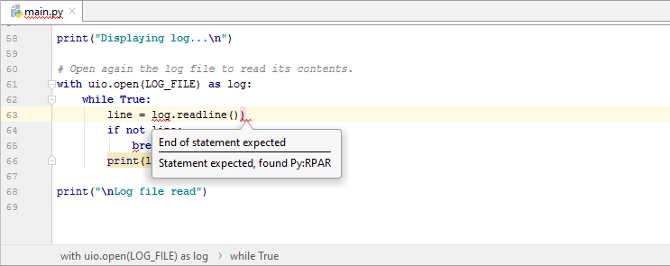 Syntax and error highlight