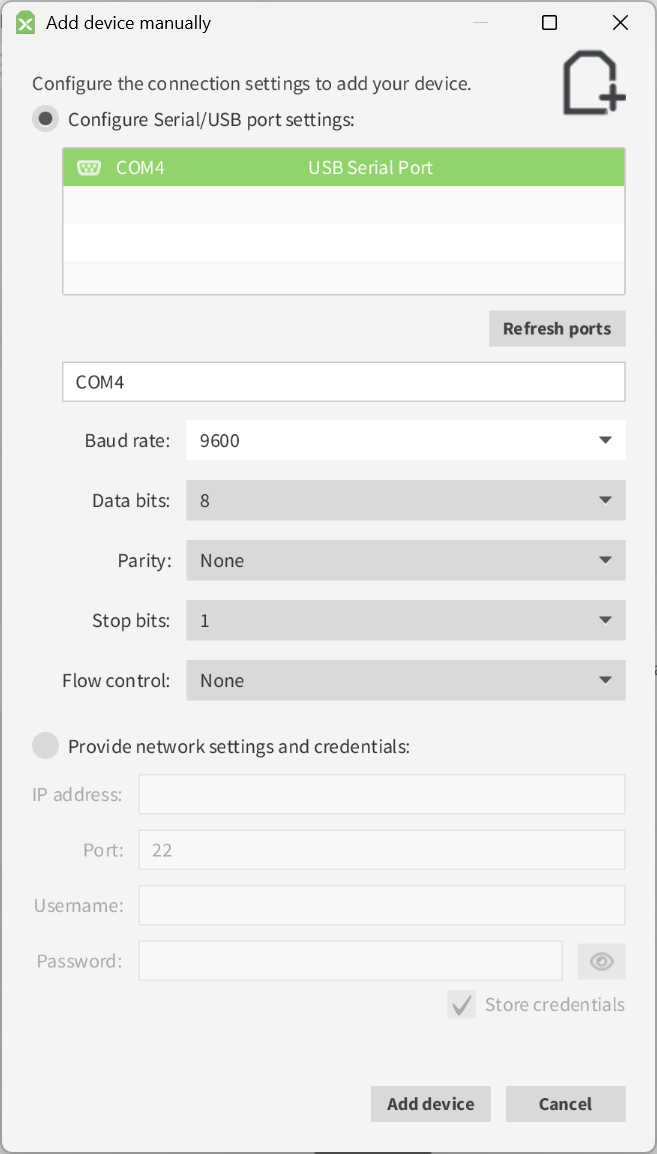 Add device manually