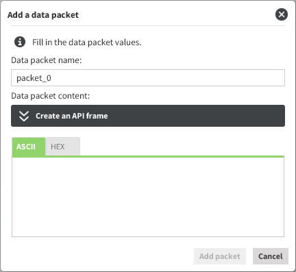 Add API frame dialog