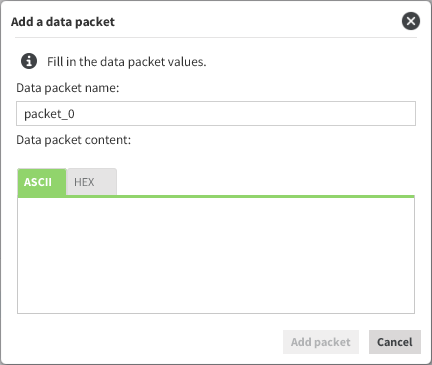 Add packet dialog