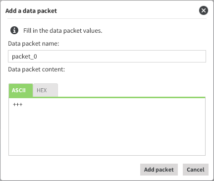 Add packet ASCII dialog