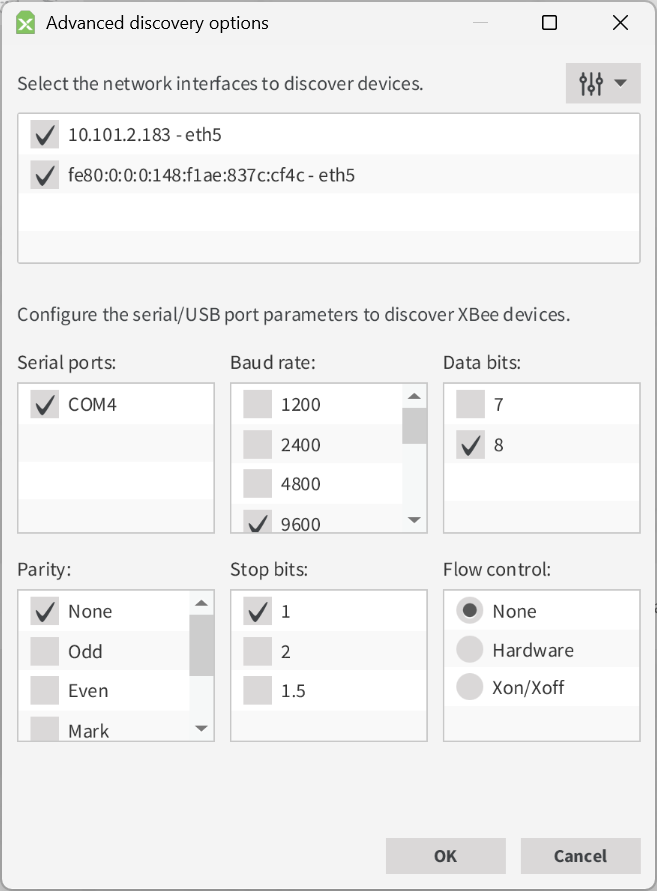 Configure serial port parameters
