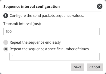 Configure the packets sequence dialog